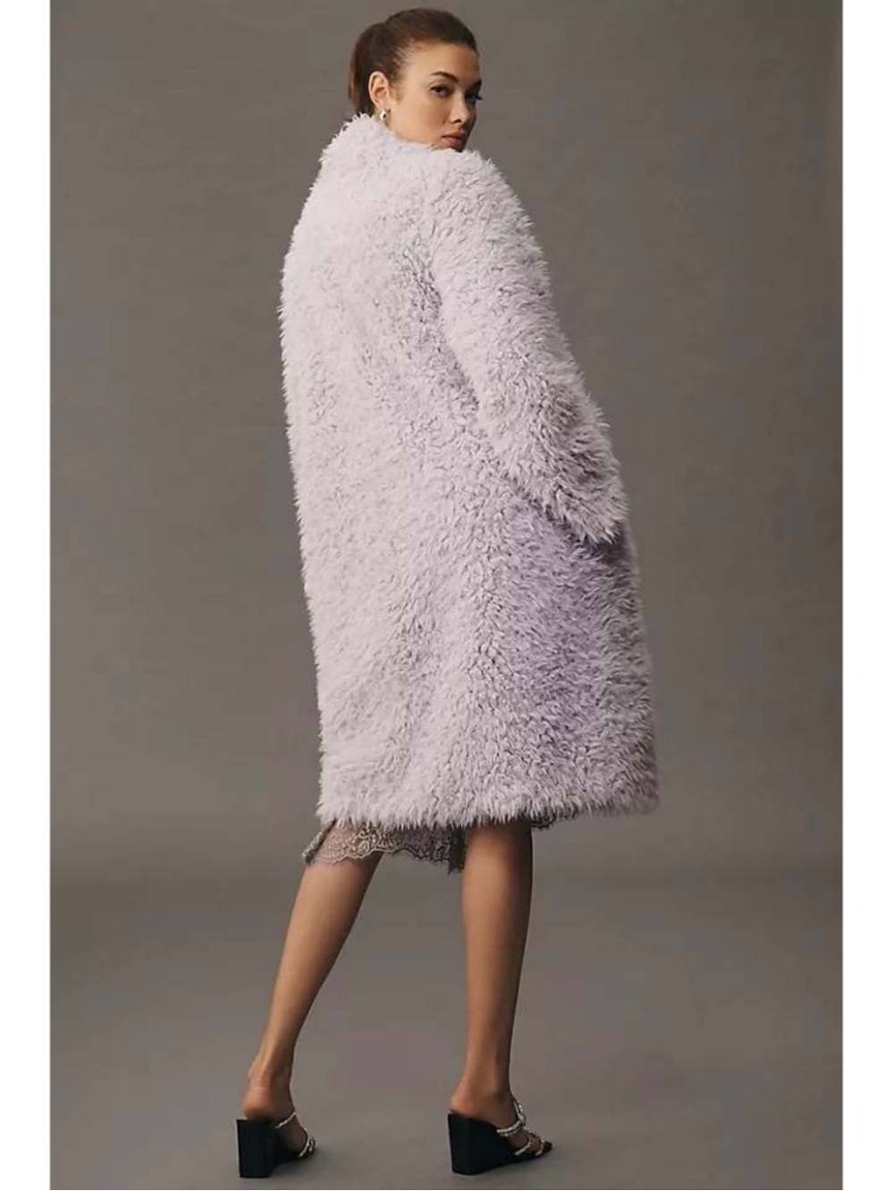 Anthropologie Lavender Teddy Faux Fur Coat - Picture 2 of 5